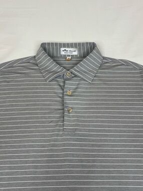 Peter Millar Shirt Mens Medium Gray Striped Crown Crafted Performance Golf